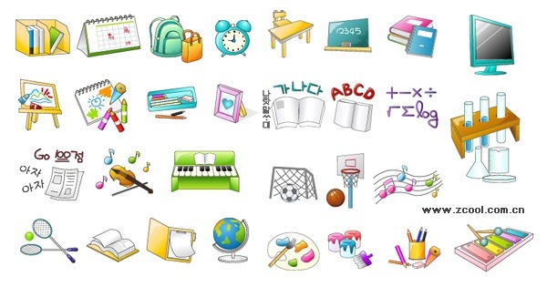 School items icon vector material