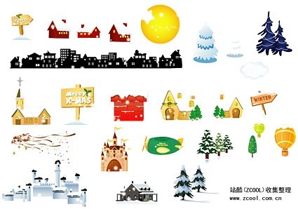 Creative vector material Christmas – Christmas scene elements Albums