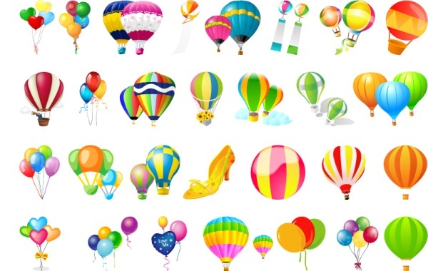 a variety of hot air balloons and balloon vector material