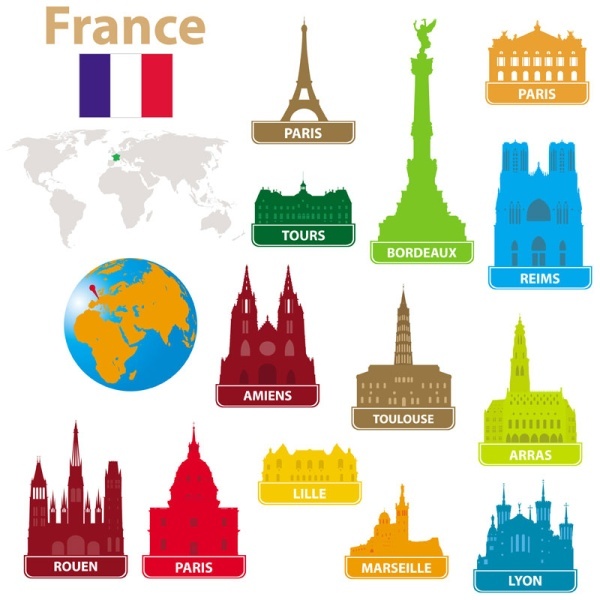 National landmark silhouettes vector material 03