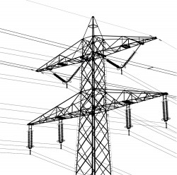 And high-voltage transmission tower vector
