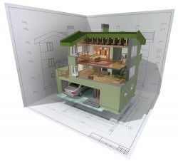 Architectural drawings model villa picture material