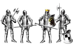 Armed with weapons of knights vector