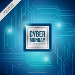 Background of cyber monday with blue circuits Vector | Premium Download