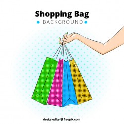 Background of hand holding colorful shopping bags Vector | Free Download