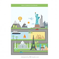 Background with several monuments in flat style Vector | Free Download