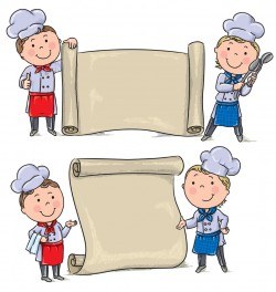 Banners and cartoons chef vector