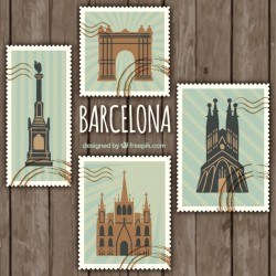 Barcelona stamps pack Vector | Premium Download
