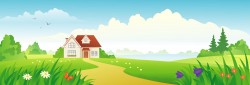 Beautiful flowers and grass landscape vector