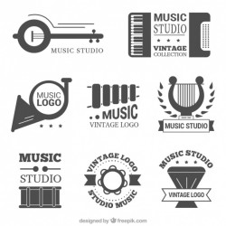 Beautiful set of vintage music studio logos Vector | Free Download