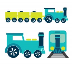 Blue cartoon train vector