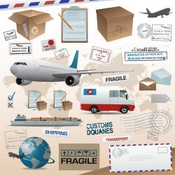 Cartons and means of transport vector