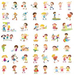 Cartoon boys and girls vector