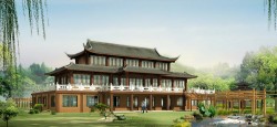 Chinese classical architecture perspective effect picture material