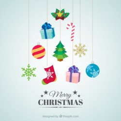 Christmas background of elements hanging Vector | Free Download