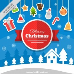 Christmas background with hanging elements Vector | Free Download