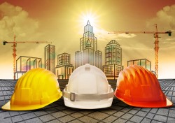 Construction crane helmet and picture material