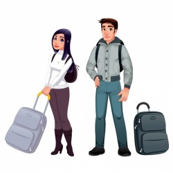 Couple with luggage Vector | Free Download