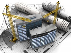 Cranes and building model picture material