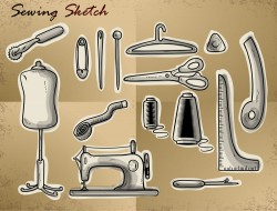 Creative Sewing Supplies icon vector