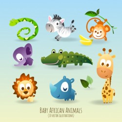 Cute and funny animals Vector | Free Download