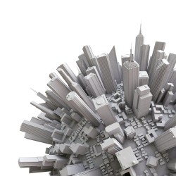 Earth and urban architectural model picture material