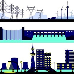 Electricity and urban night vector