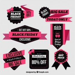 Fantastic badges and ribbons for black friday Vector | Premium Download