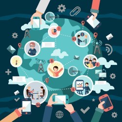 Flat social network vector diagram