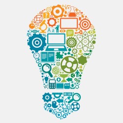 Gear light bulb icon vector