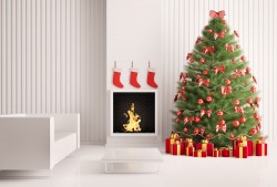 Good Christmas tree white sofa picture material