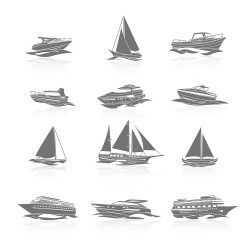 Gray sailing yacht vector