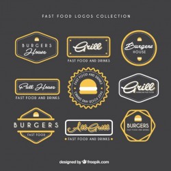 Hand drawn fast food logos collection Vector | Premium Download