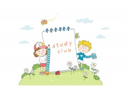Holding a pencil and books of two cartoon children vector