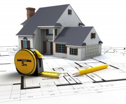 House model and tape drawing picture material