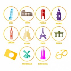 Icons about monuments from around the world Vector | Free Download