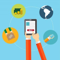 Internet phone shopping chart vector