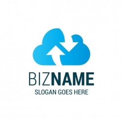 Logo with a blue cloud and two arrows Vector | Free Download