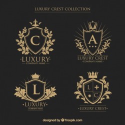 Logos collection of crests with initials in vintage style Vector | Free Download