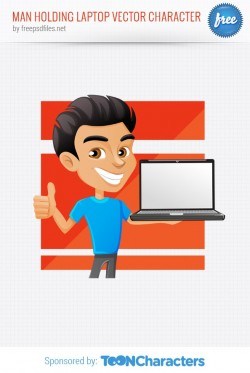 Man Holding Laptop Vector Character – Vector Characters