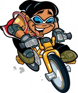 Motorcycle boy cartoon vector
