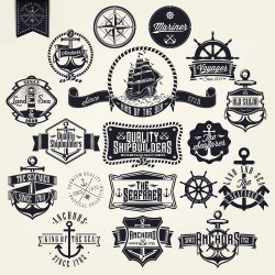 Nautical badge logo design vector