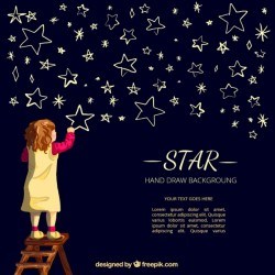 Nice background of girl drawing stars Vector | Free Download