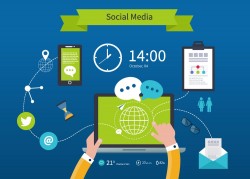 Notebooks social network diagram vector