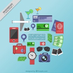 Objects in flat style for tourism day Vector | Free Download