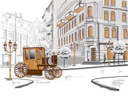 Paris streets carriage vector