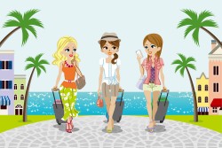 Pull luggage fashion beauty vector