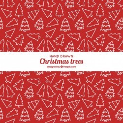 Red background with white hand-drawn trees Vector | Free Download