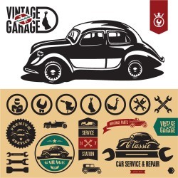 Retro car design icon vector