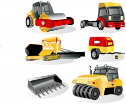 Road construction vehicles vector design